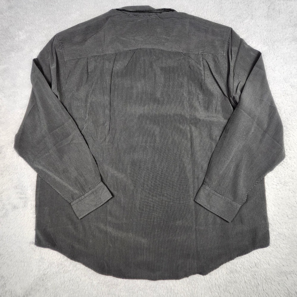 Haggar Button Up Mens 3XL Gray Striped Long Sleeve Micro Corduroy Shirt Office - Picture 5 of 6